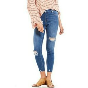 Free People Women's Shark Bite Distressed Ripped Skinny Ankle Jeans Size 29